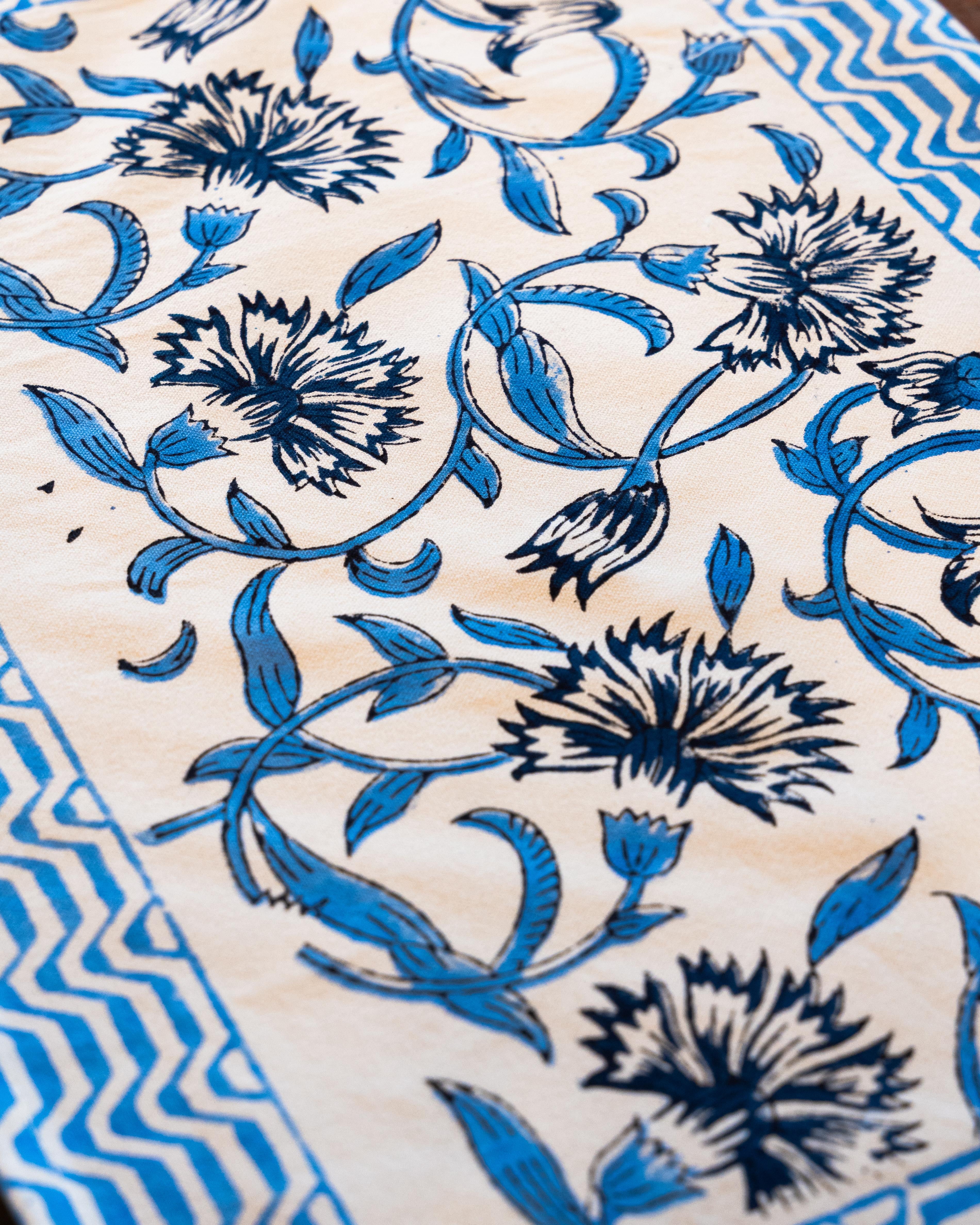 Blue Blossom - Table Mats & Napkins Set (4 + 4)