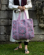 Pink Grey Tote Bag