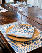 Blue Blossom - Table Mats & Napkins Set (4 + 4)